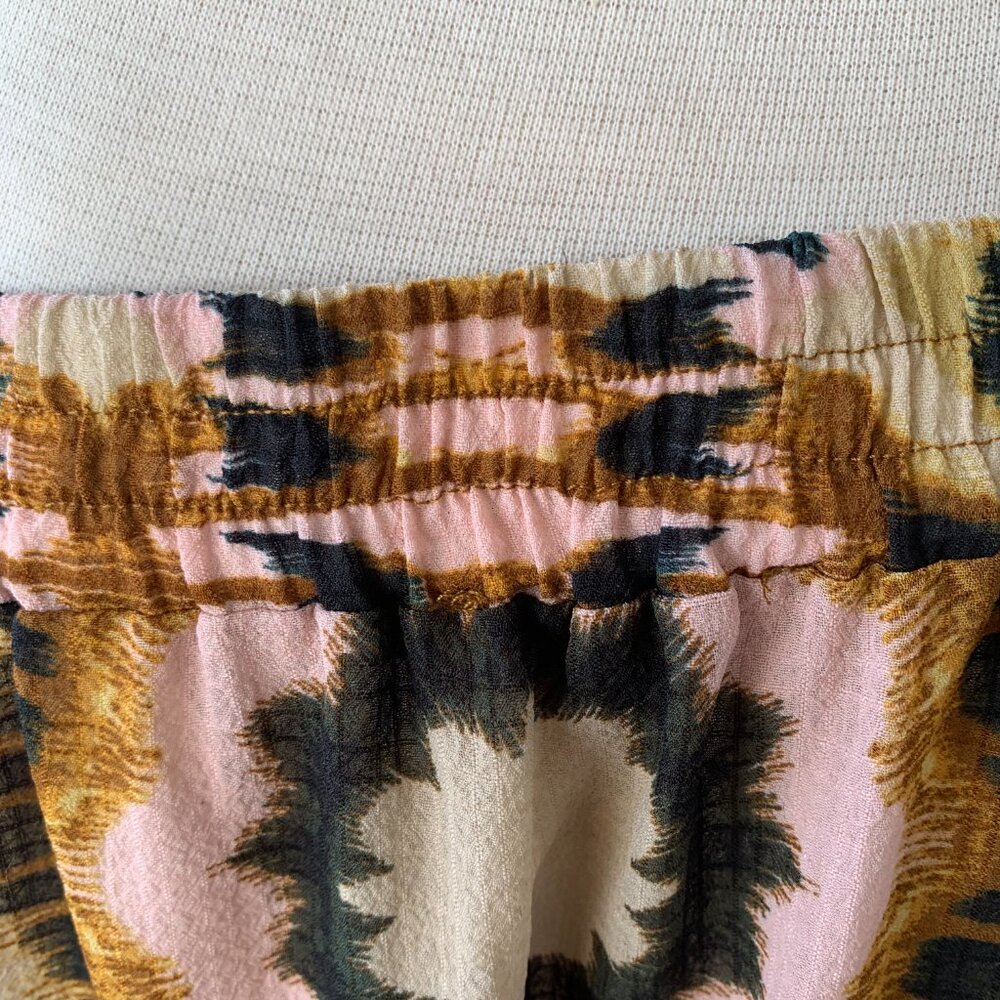 RACHEL ZOE ABSTRACT TIERED MAXI PRAIRIE SKIRT SIZE L HALF LINED PINK BROWN - Picture 8 of 9
